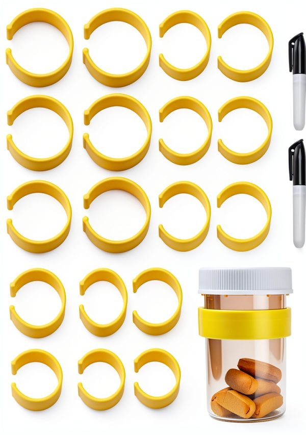 Medicine Bottle Tag Clips Zhaoyao Yellow 18 Tags & 2 Markers-0