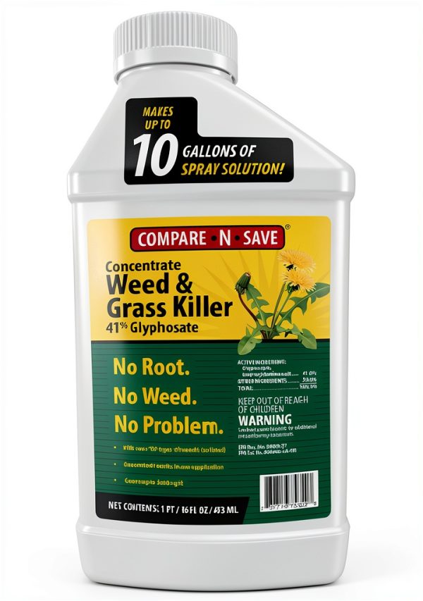 Glyphosate Concentrate Grass & Weed Killer Herbicide by Compare N Save-0