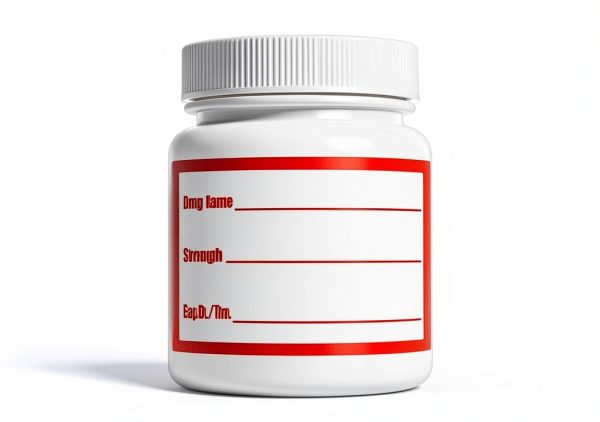 Drug Name Label Stickers 500pcs 1x2 Inch Red Paper Labels by Well Tile-2