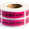 Give With Food Veterinary Labels by LabelValue - Pink 0.375x1.625 Roll-4