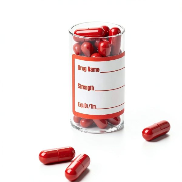 Drug Name Label Stickers 500pcs 1x2 Inch Red Paper Labels by Well Tile-3