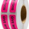 Give With Food Veterinary Labels by LabelValue - Pink 0.375x1.625 Roll-1