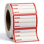 Drug Name Label Stickers 500pcs 1x2 Inch Red Paper Labels by Well Tile-0
