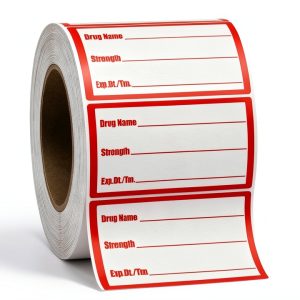 Drug Name Label Stickers 500pcs 1x2 Inch Red Paper Labels by Well Tile-0