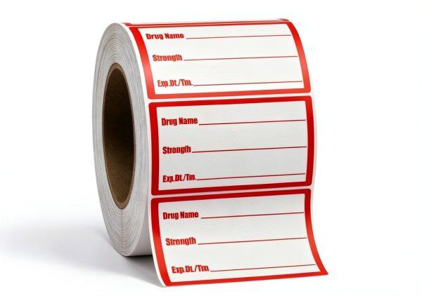 Drug Name Label Stickers 500pcs 1x2 Inch Red Paper Labels by Well Tile-0