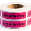 Give With Food Veterinary Labels by LabelValue - Pink 0.375x1.625 Roll-3