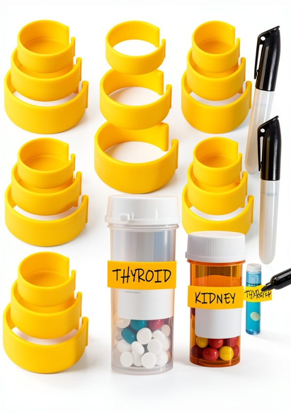 RX Clips for Pill Bottles FCAIBEAR Reusable 18-Pack Yellow ABS-0